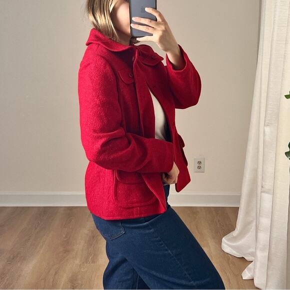 Vintage 70s Pendleton Red Wool Blazer Jacket Medium/16 Retro Holiday - Picture 8 of 9